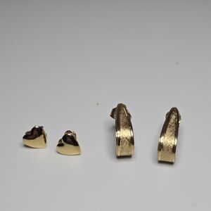 Chic Gold Heart and Hoop Earrings